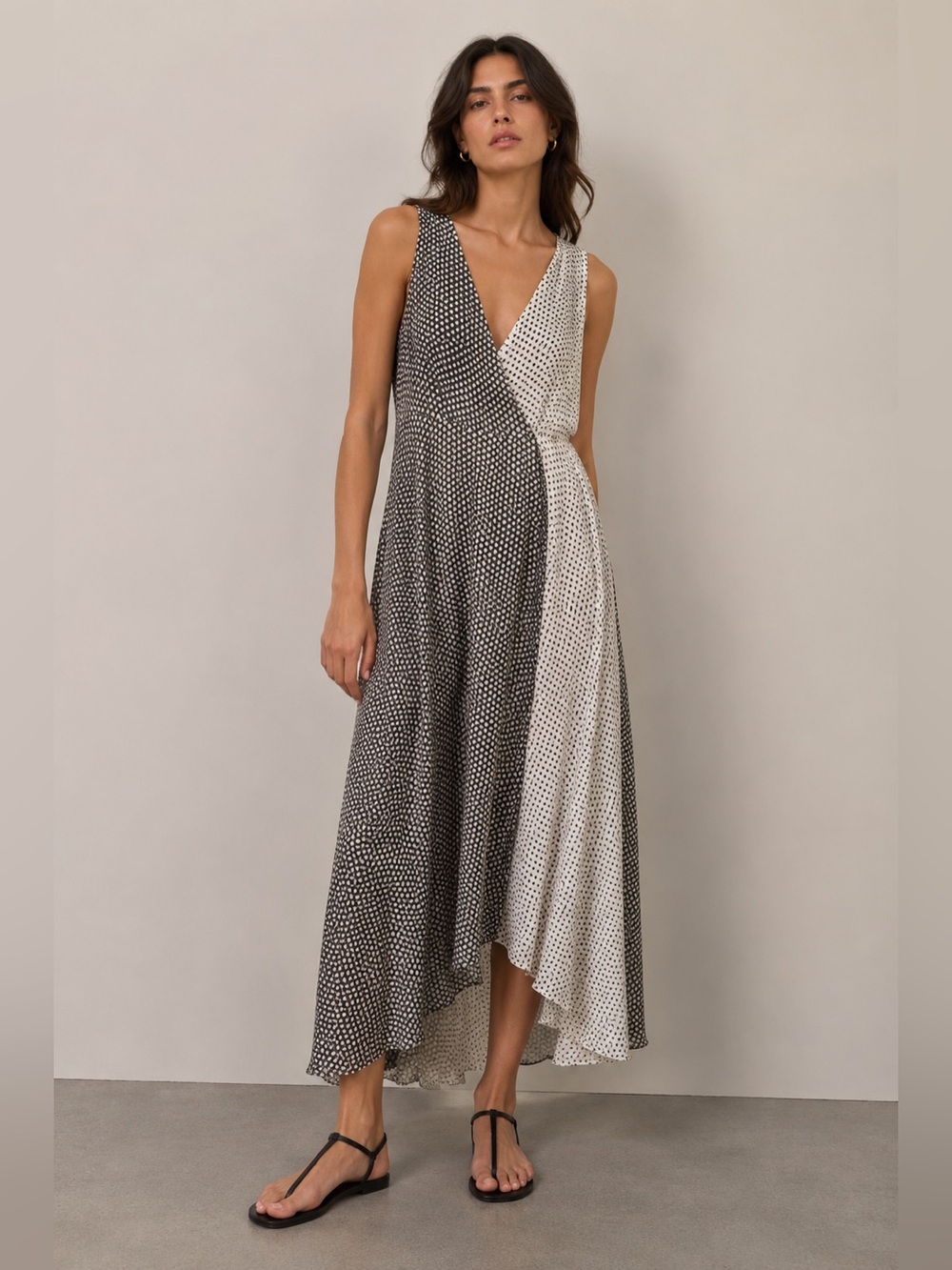 Calvin Klein Polka Dot High Low Wrap Maxi dress